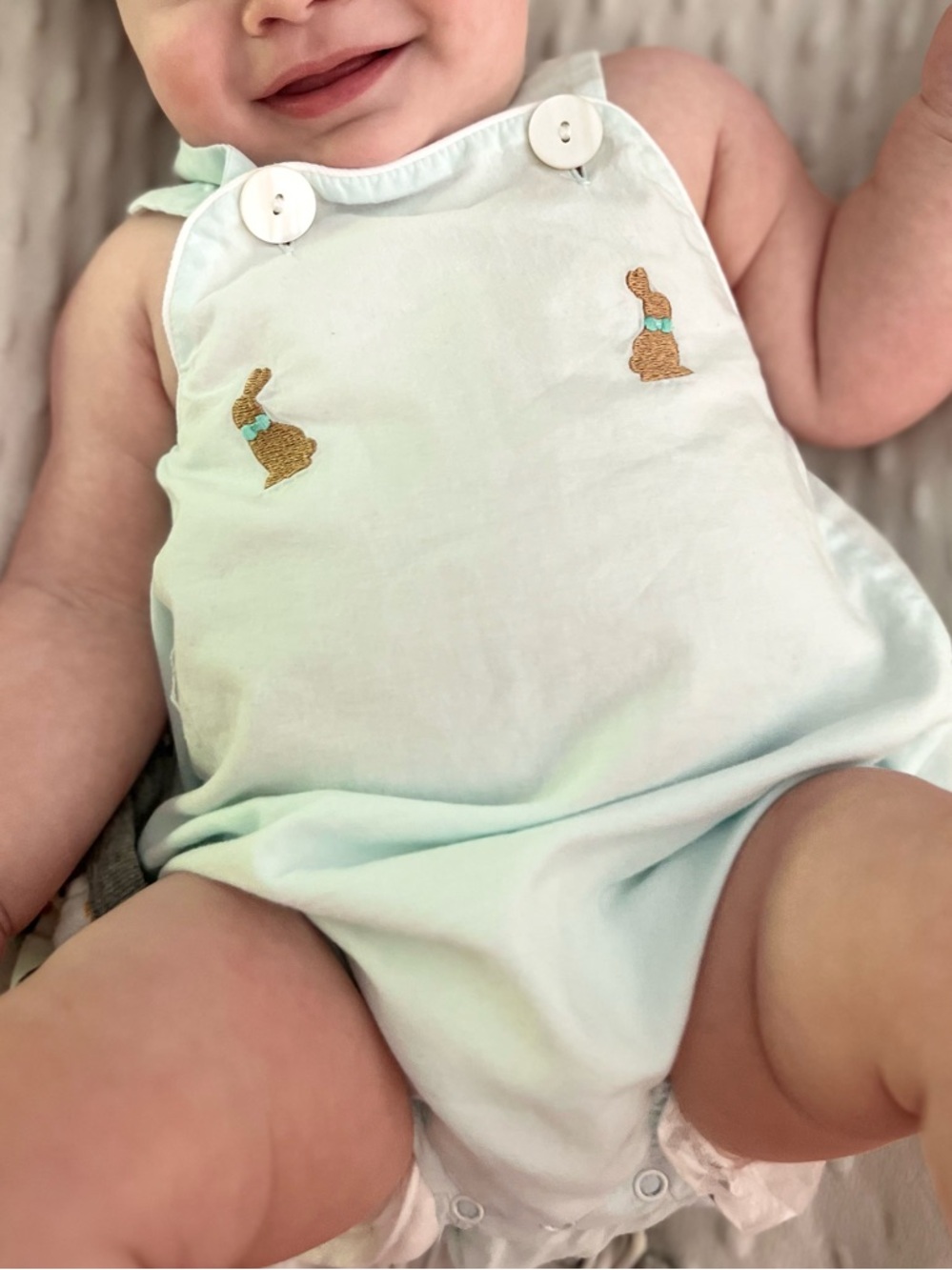 Baby Bubble Overalls with Embroidery Easter Size 9M